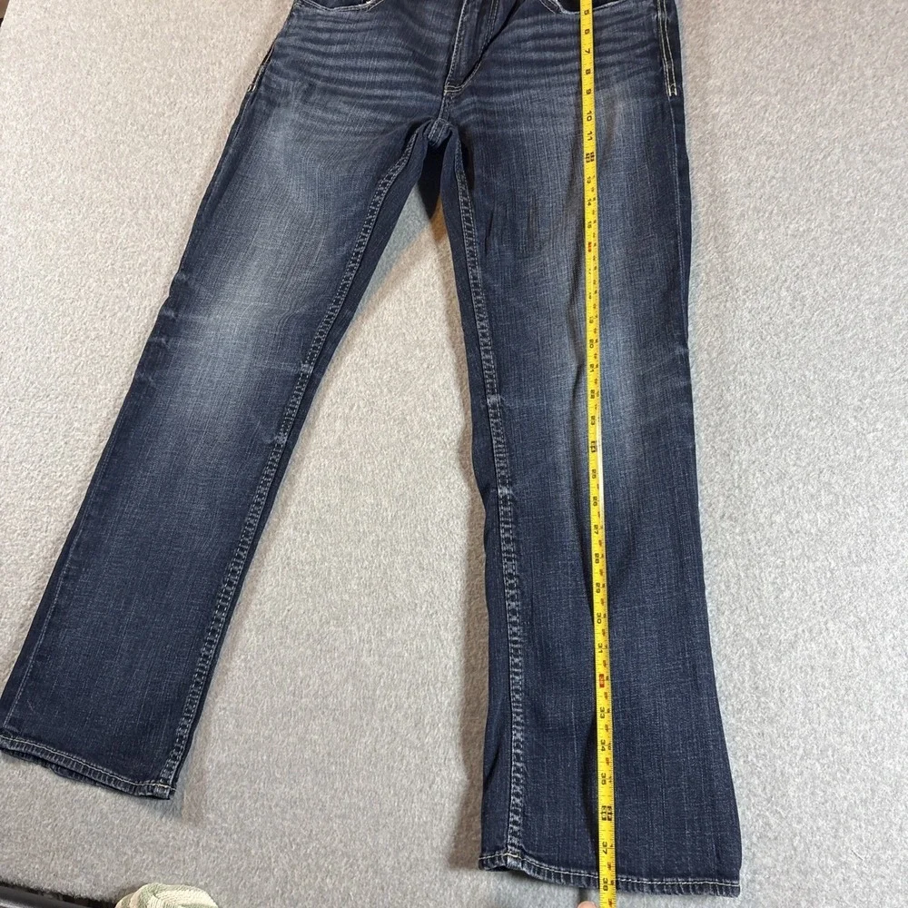 BKE Jake Boot Leg Jeans Blue Denim Straight Leg Dark Wash Stretch Mens 32s 32x29